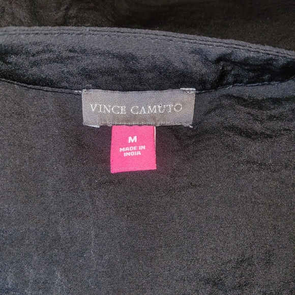 Vince Camuto Black V Neck Long Sleeve Top M - Picture 6 of 6